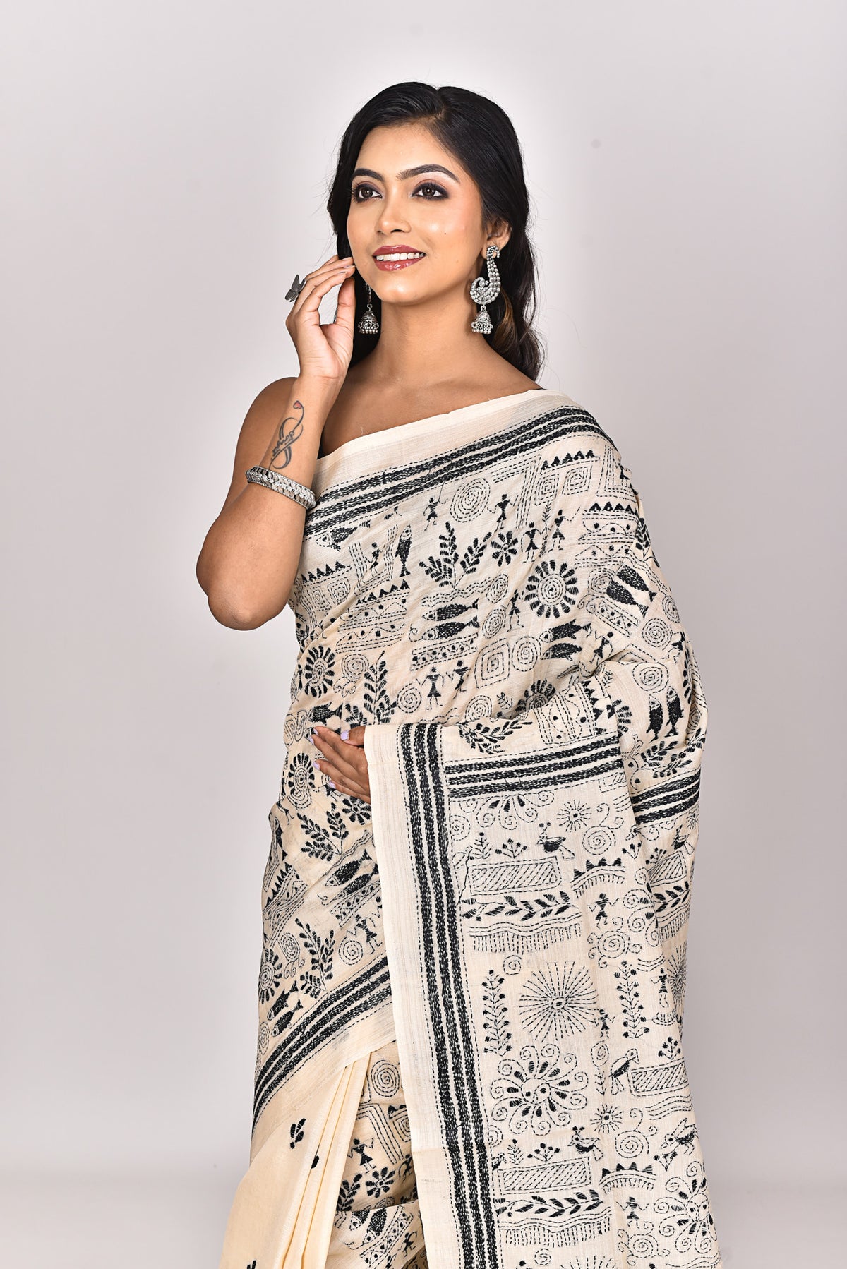TUSSAR SILK KANTHA SAREE
