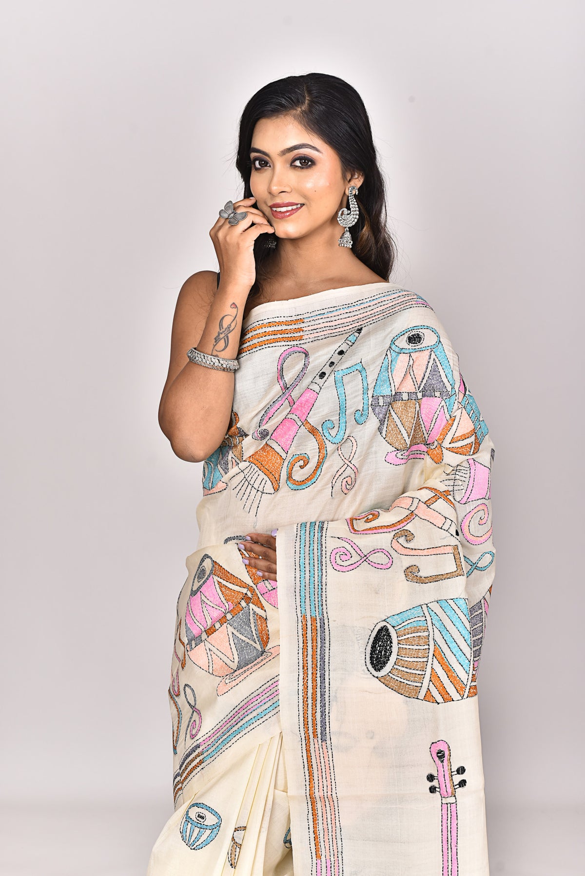 TUSSAR SILK KANTHA SAREE
