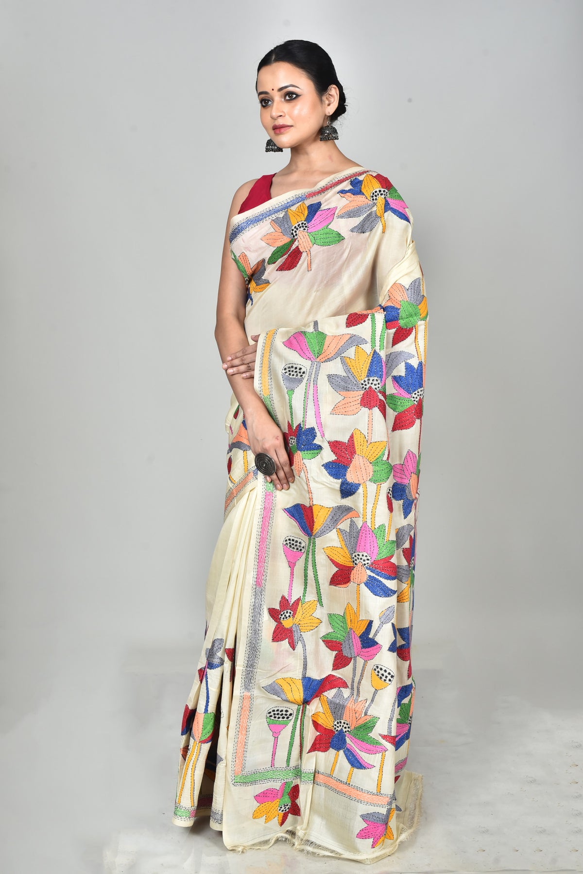 TUSSAR SILK KANTHA SAREE