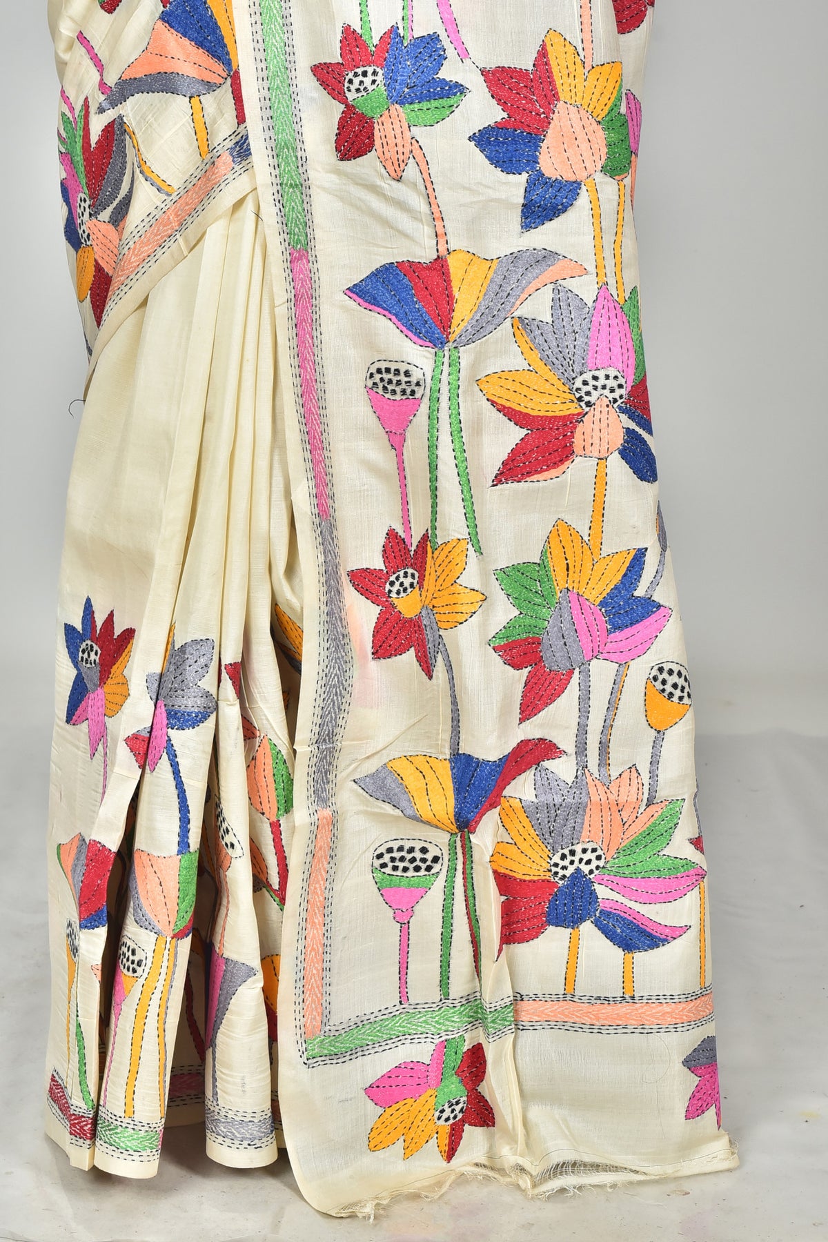 TUSSAR SILK KANTHA SAREE