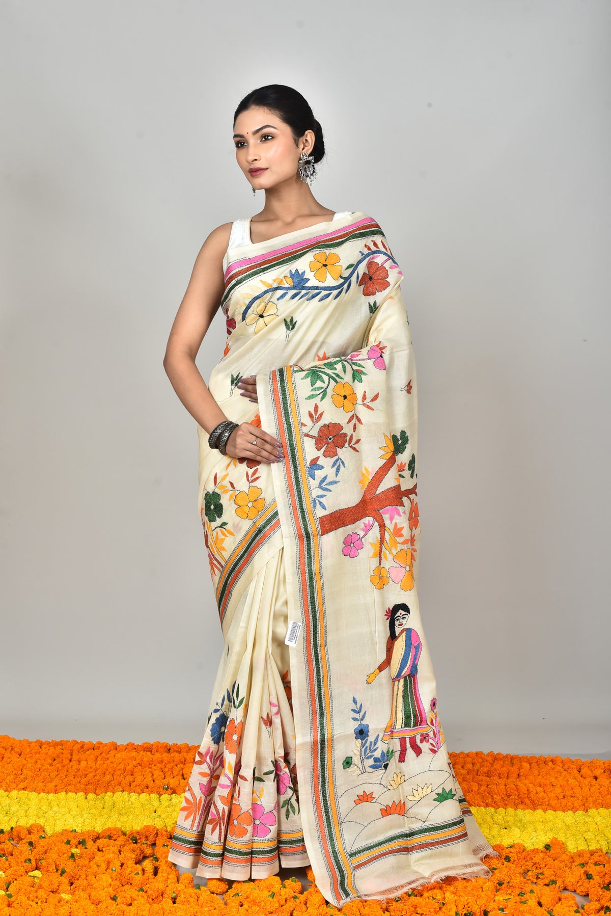 TUSSAR SILK KANTHA SAREE