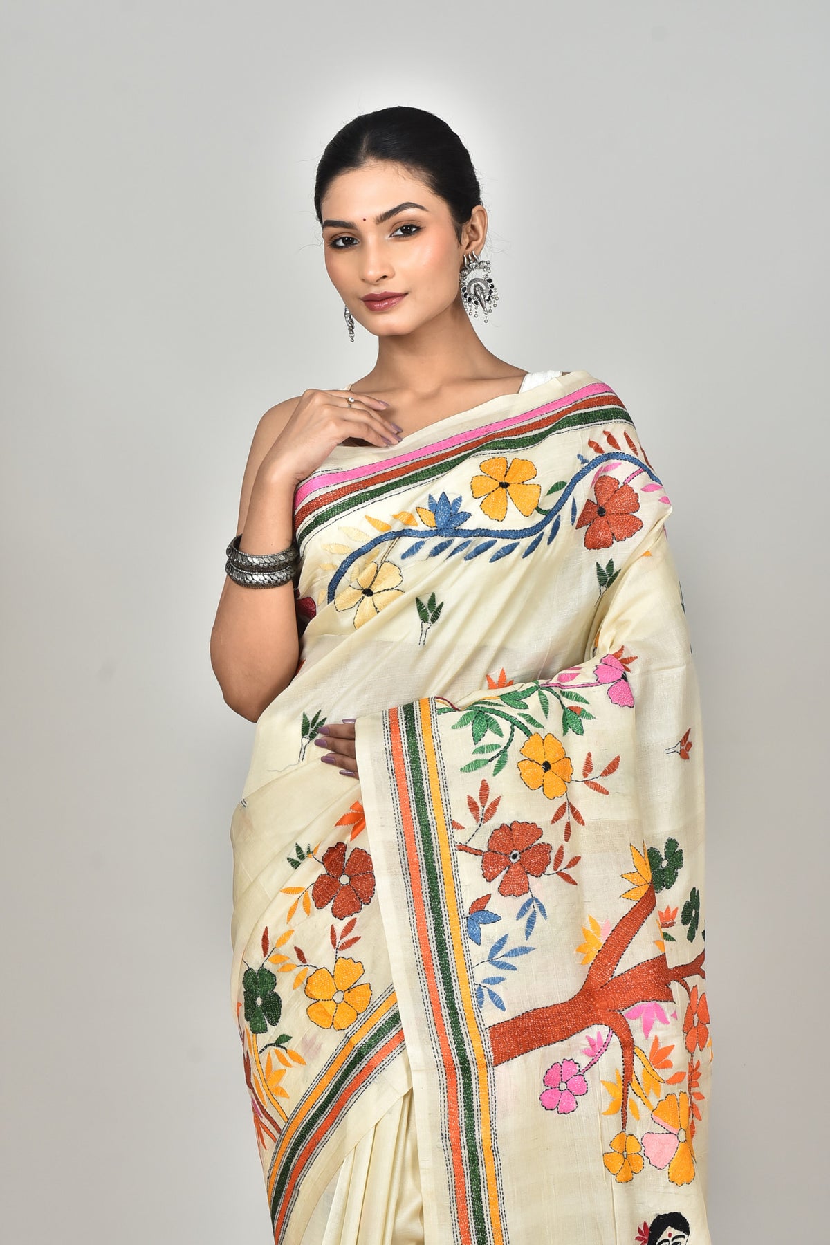 TUSSAR SILK KANTHA SAREE