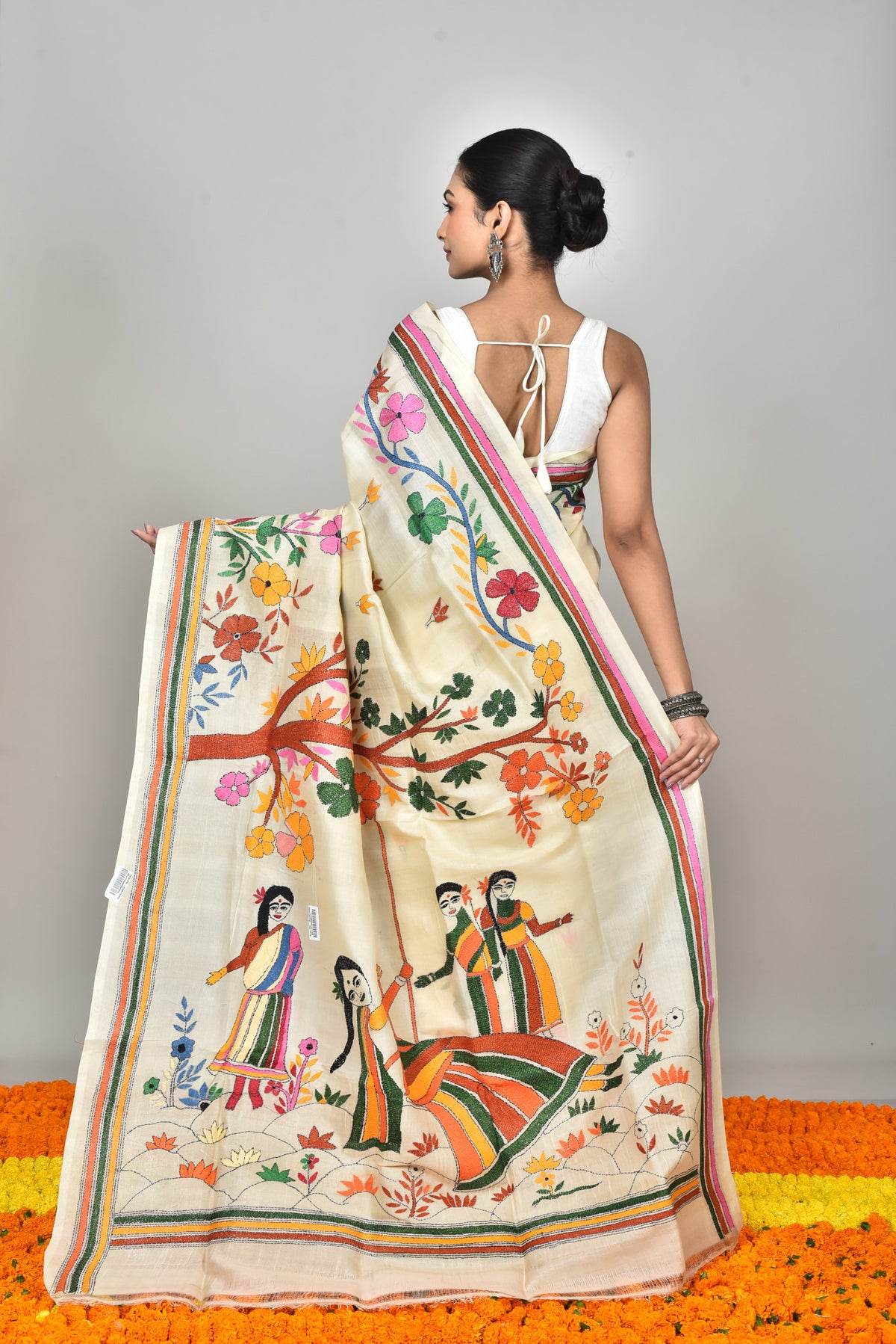 TUSSAR SILK KANTHA SAREE