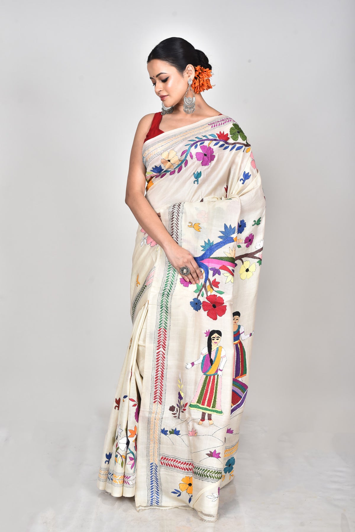 TUSSAR SILK KANTHA SAREE