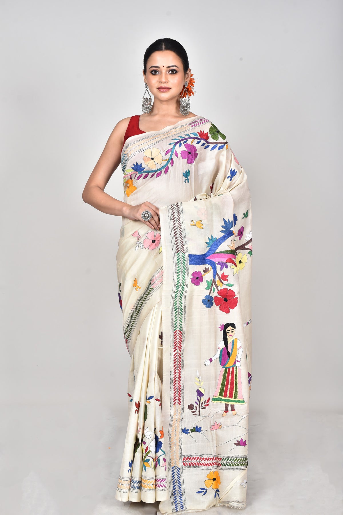 TUSSAR SILK KANTHA SAREE