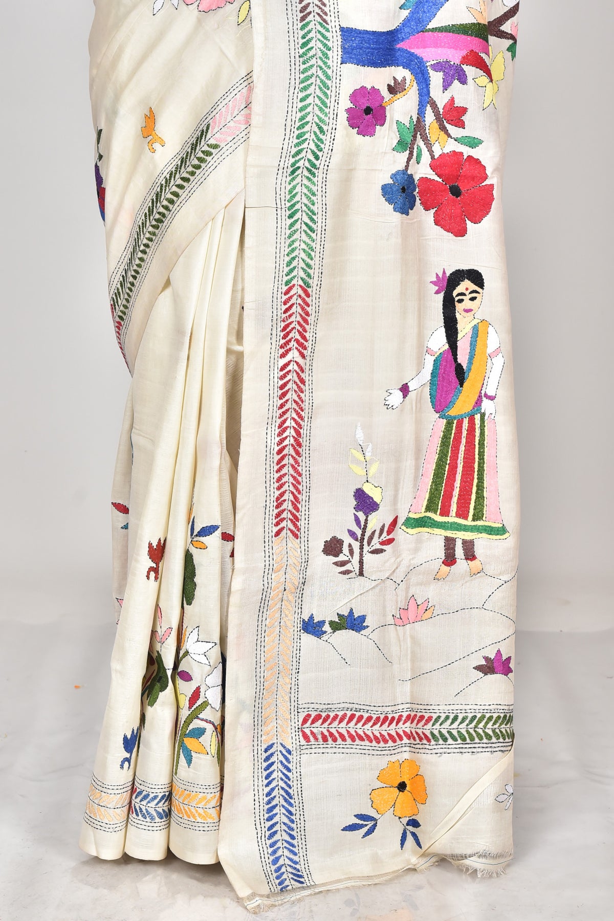 TUSSAR SILK KANTHA SAREE