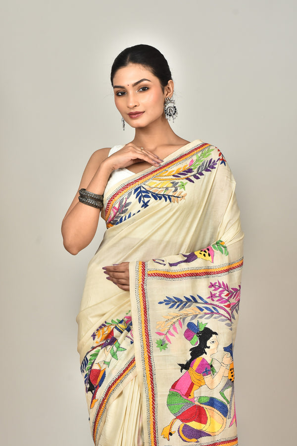 TUSSAR SILK KANTHA SAREE