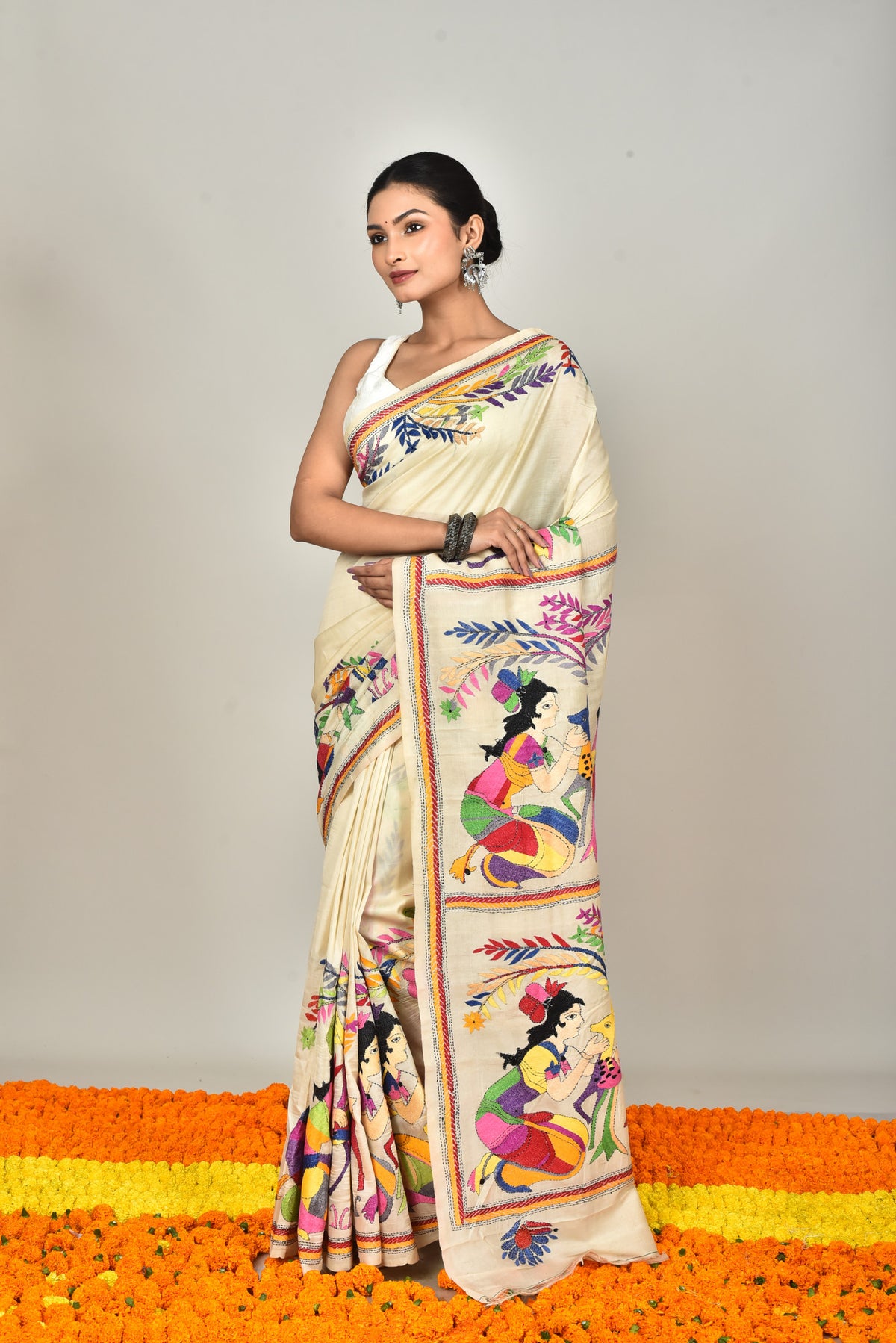 TUSSAR SILK KANTHA SAREE