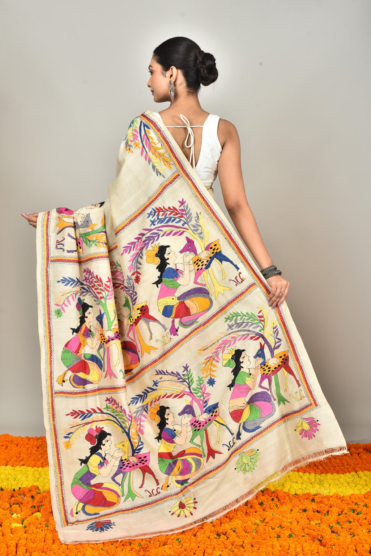 TUSSAR SILK KANTHA SAREE