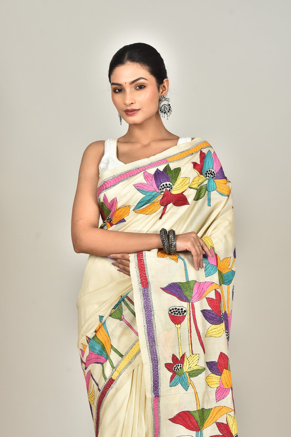 TUSSAR SILK KANTHA SAREE