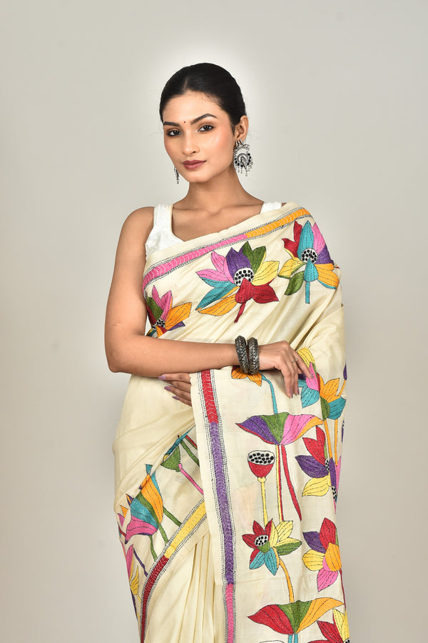 TUSSAR SILK KANTHA SAREE