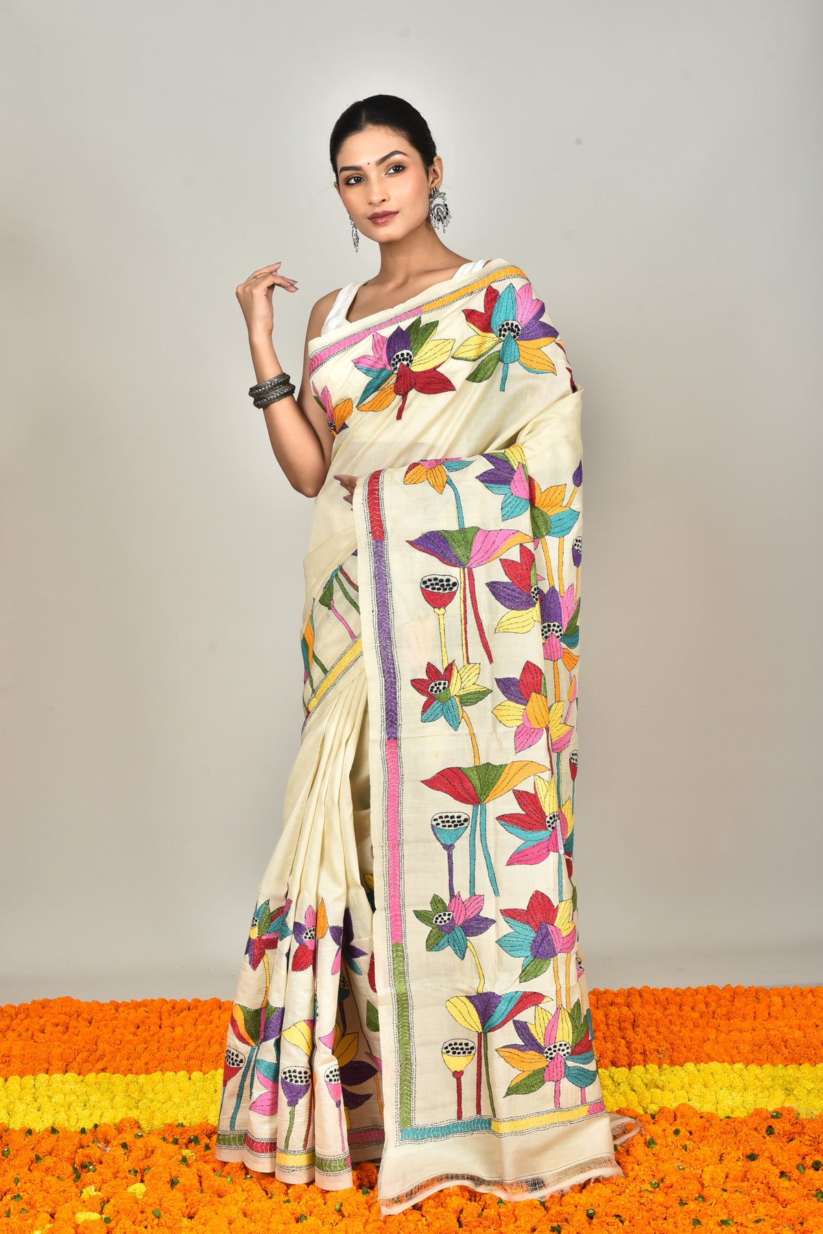 TUSSAR SILK KANTHA SAREE