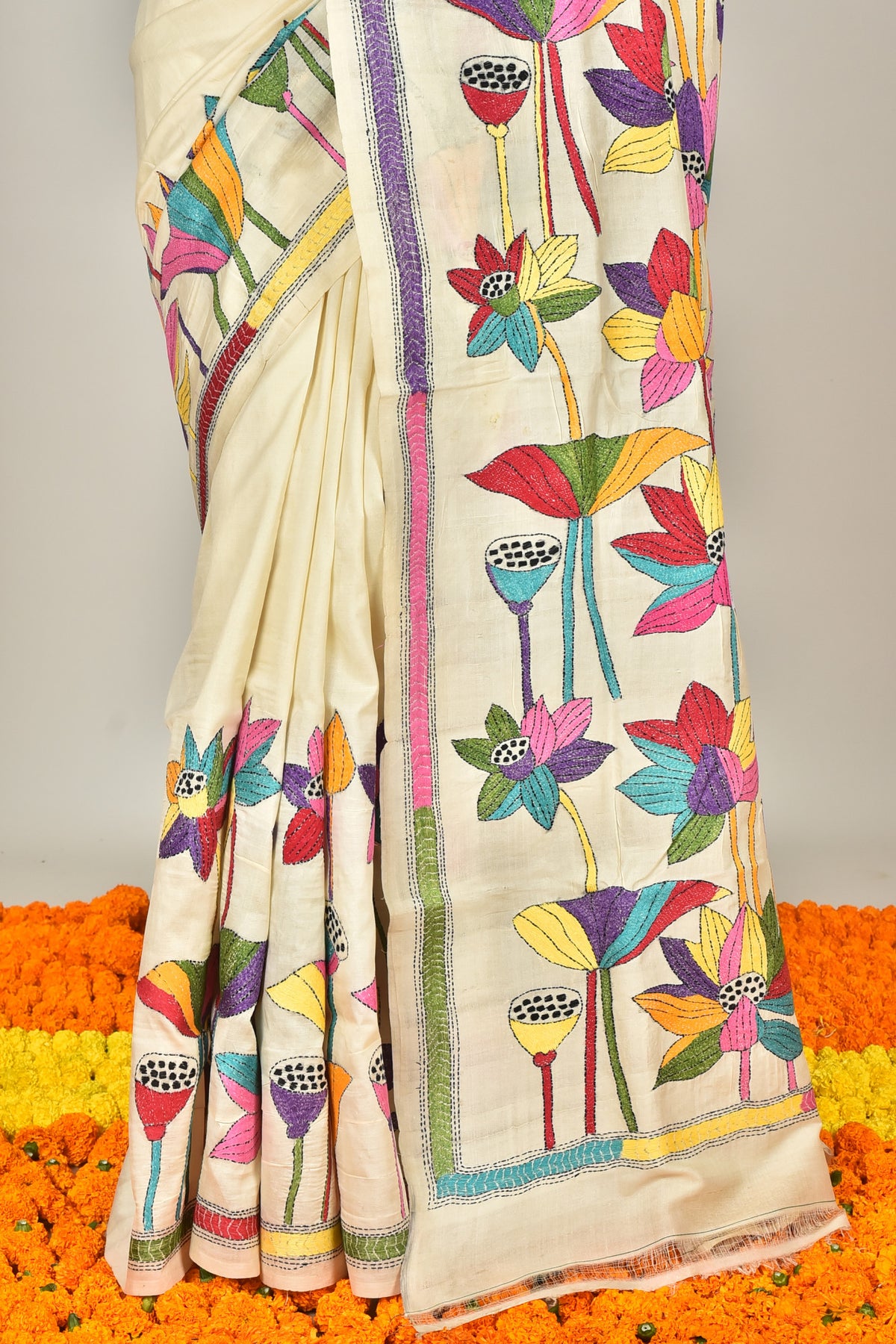 TUSSAR SILK KANTHA SAREE