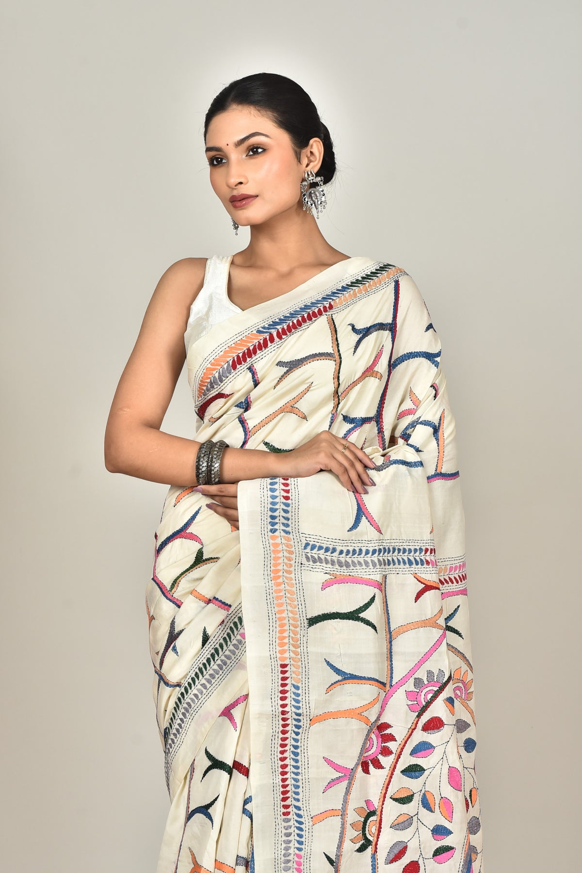 TUSSAR SILK KANTHA SAREE