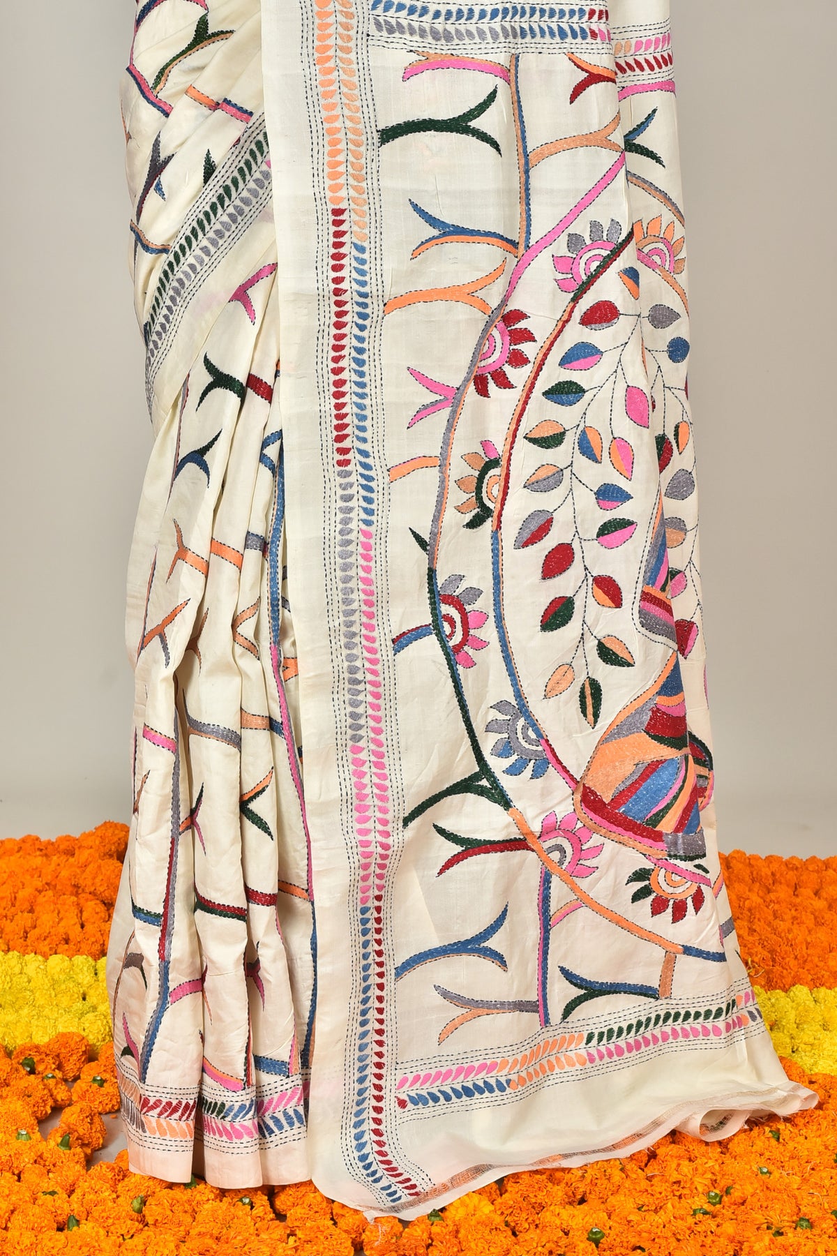 TUSSAR SILK KANTHA SAREE