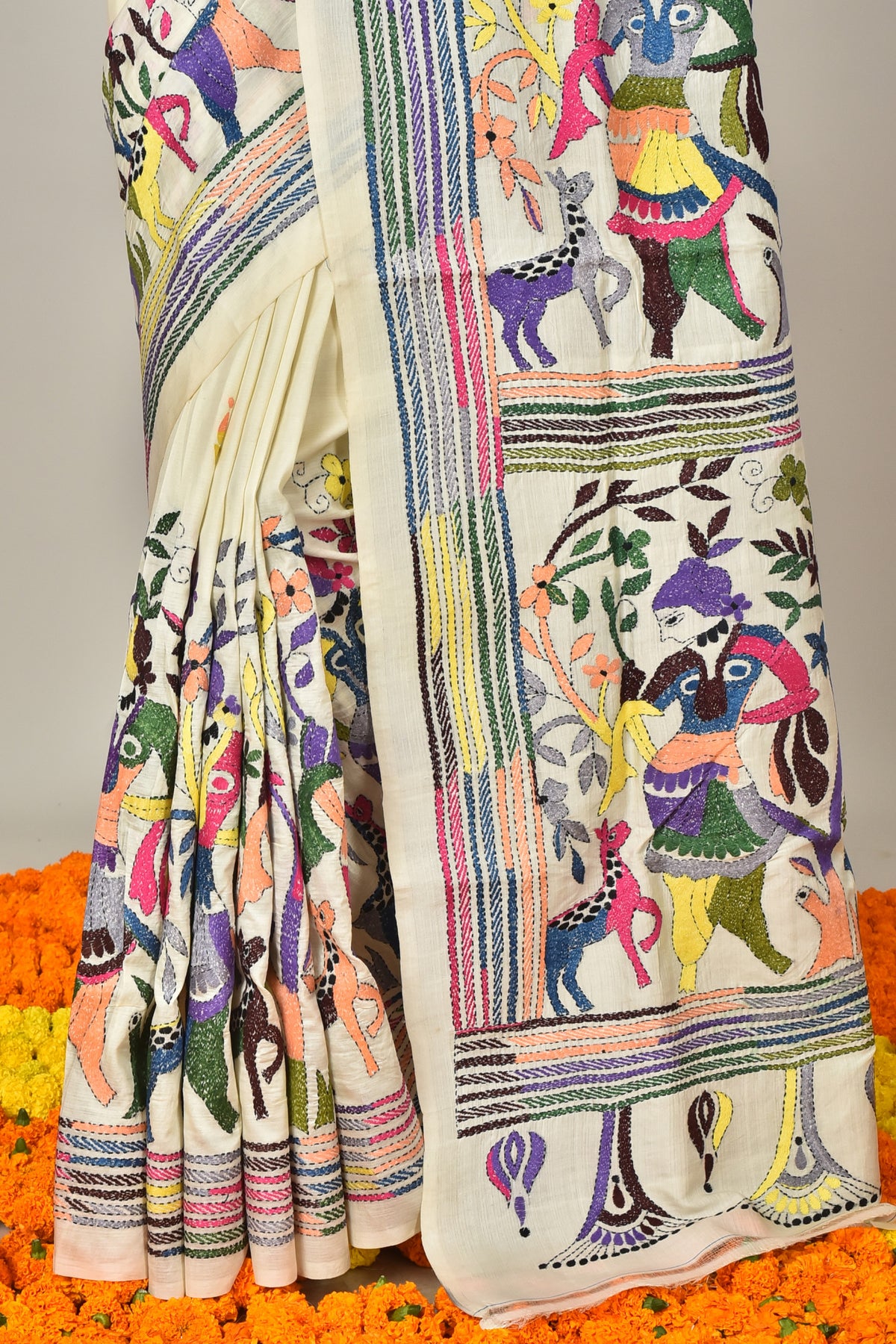 TUSSAR SILK KANTHA SAREE