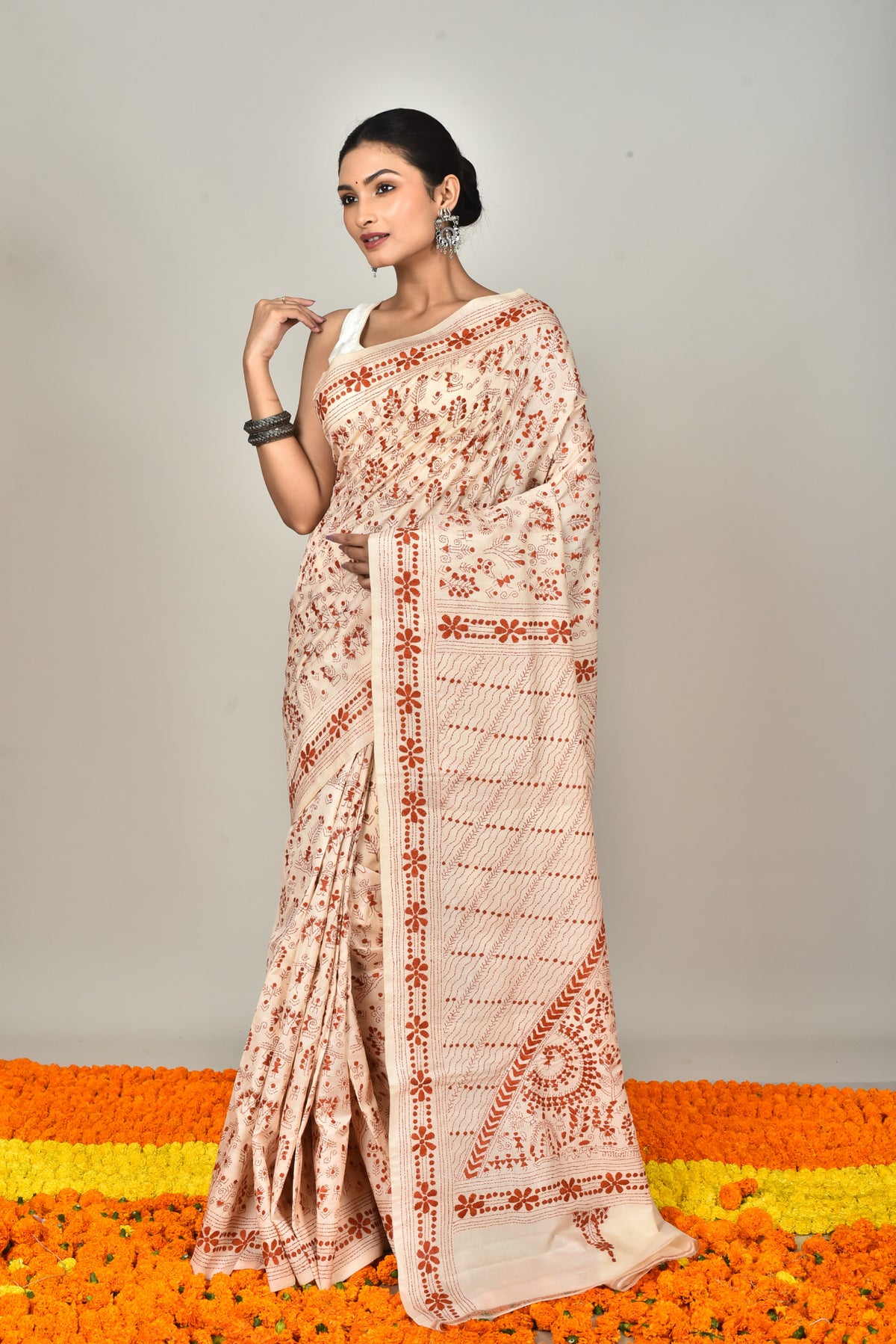 TUSSAR SILK KANTHA SAREE