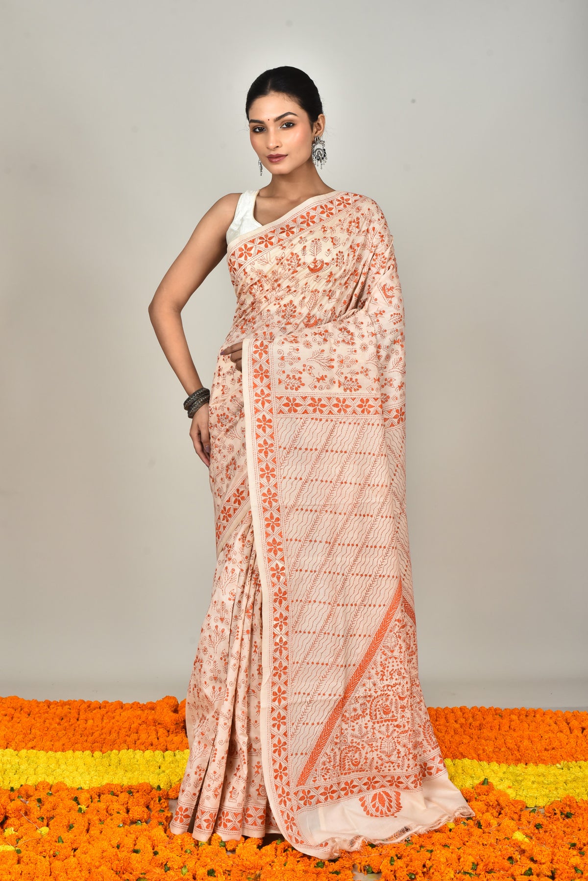 TUSSAR SILK KANTHA SAREE