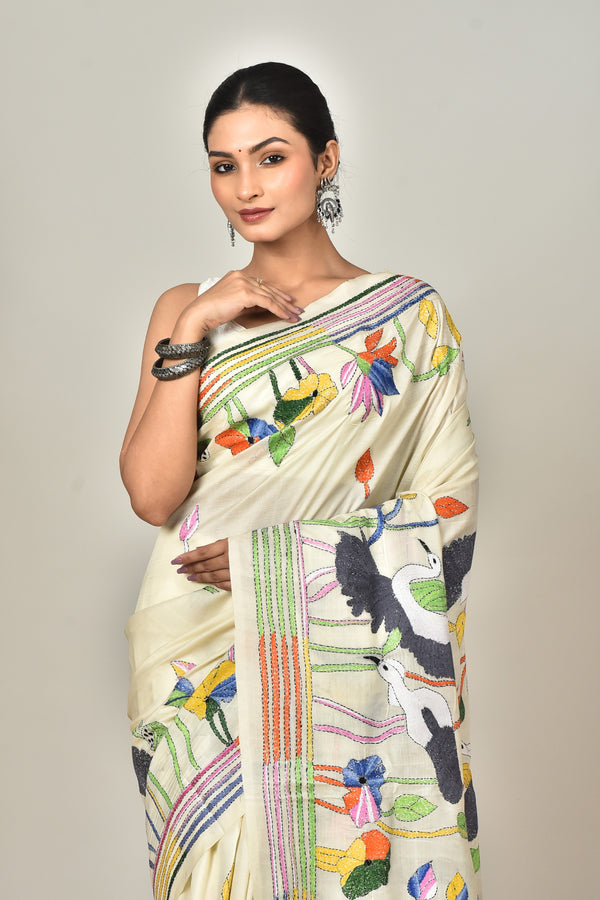TUSSAR SILK KANTHA SAREE