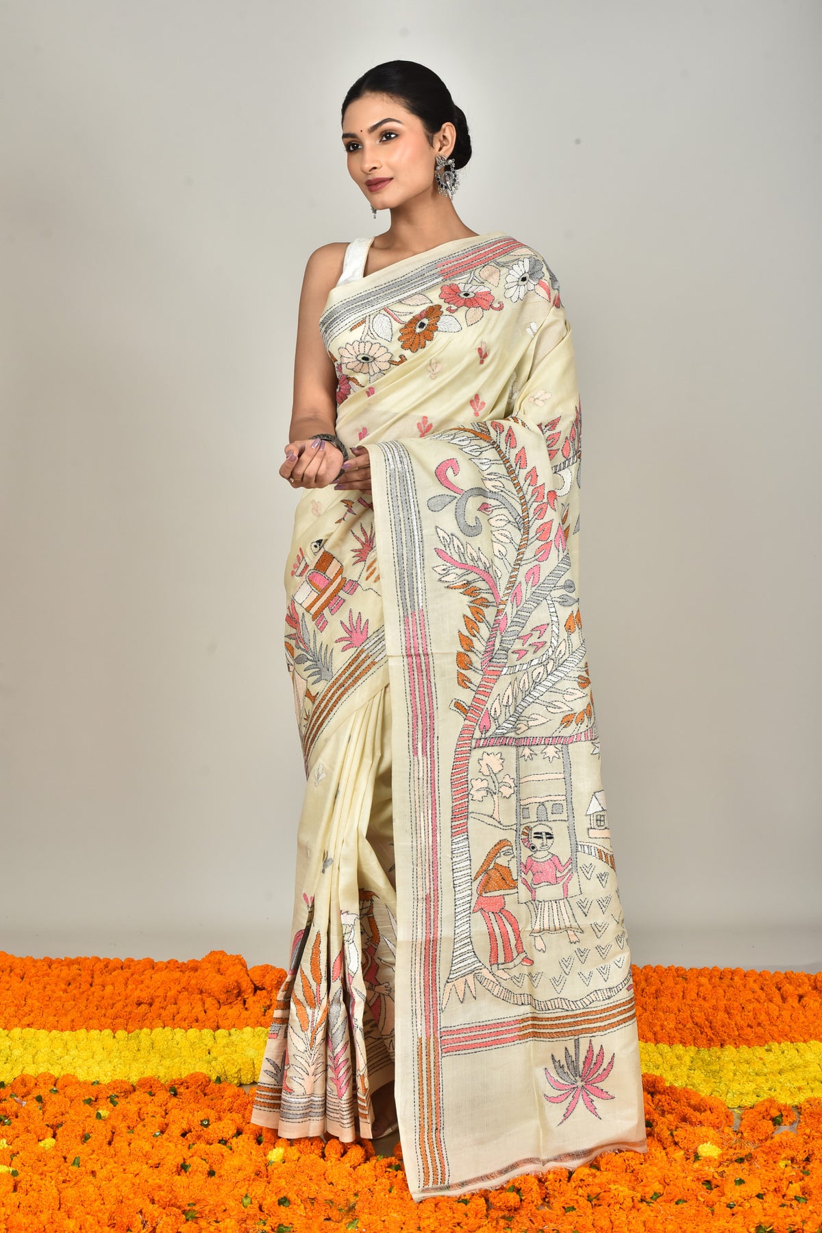 TUSSAR SILK KANTHA SAREE