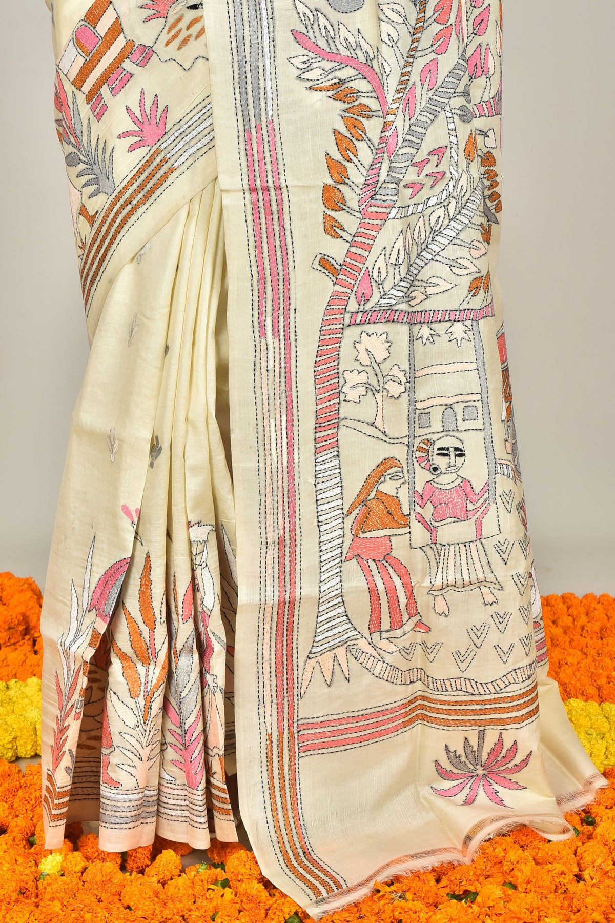 TUSSAR SILK KANTHA SAREE
