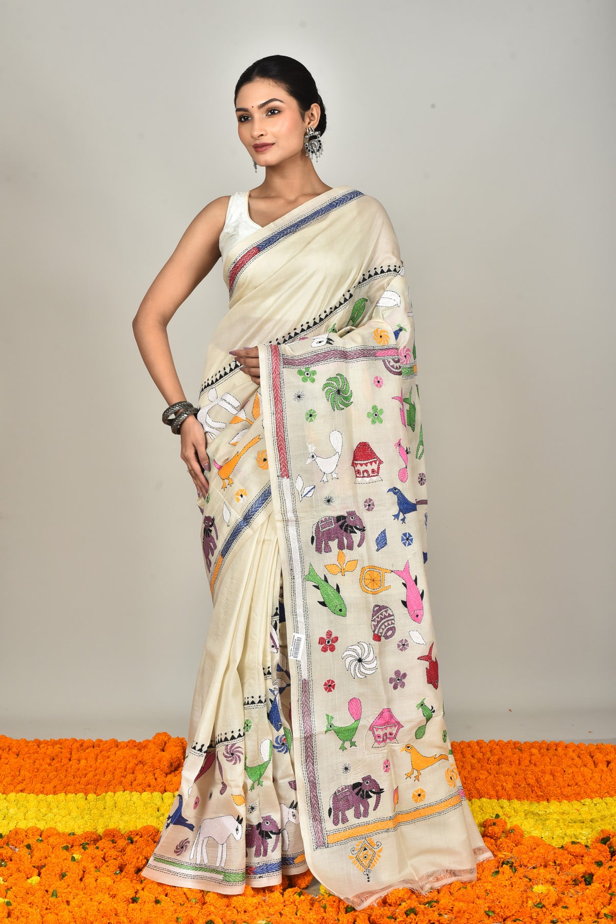 TUSSAR SILK KANTHA SAREE