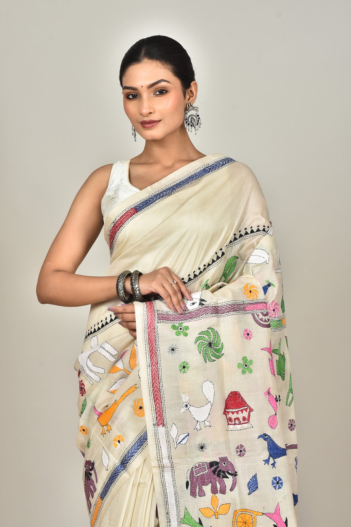 TUSSAR SILK KANTHA SAREE
