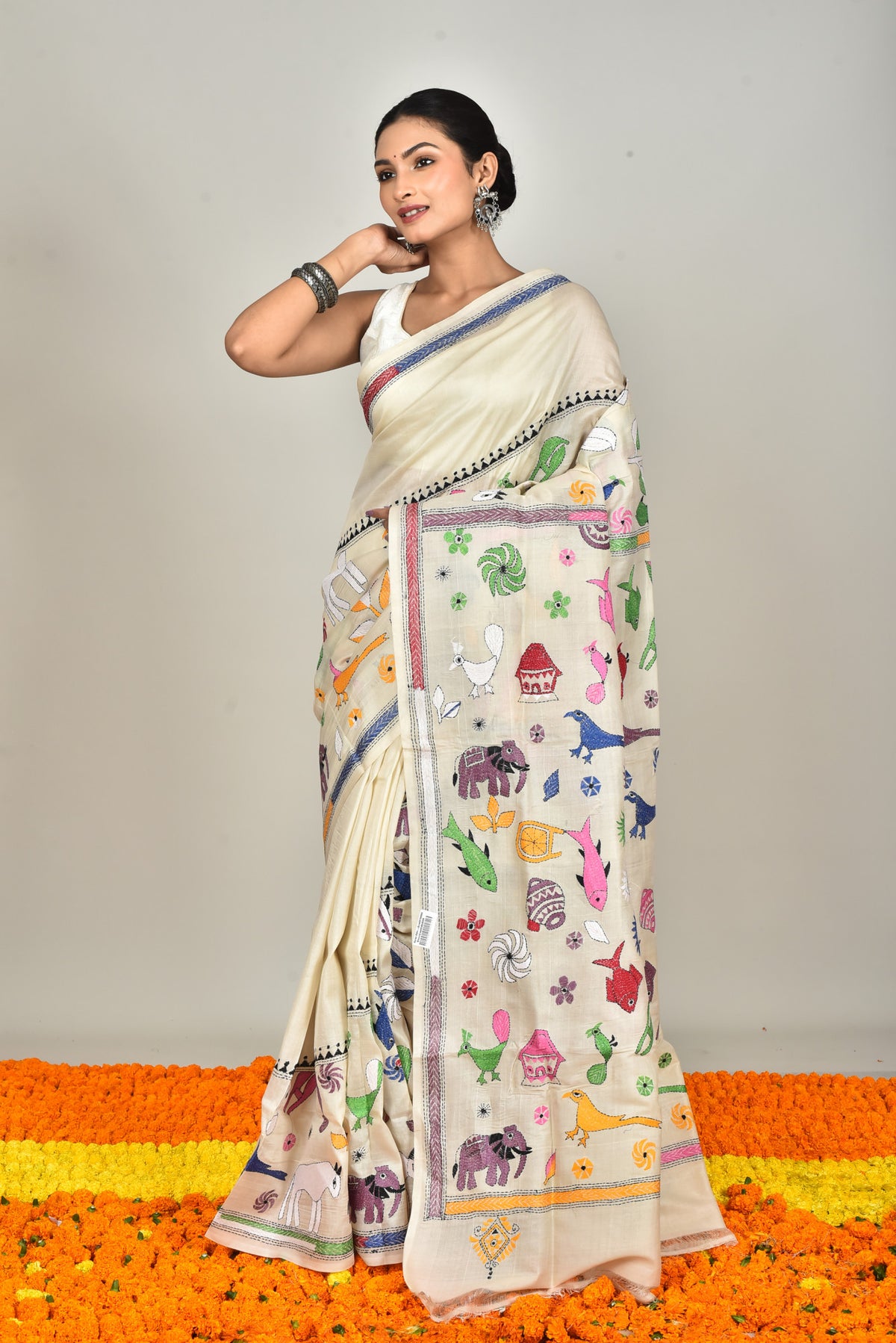 TUSSAR SILK KANTHA SAREE