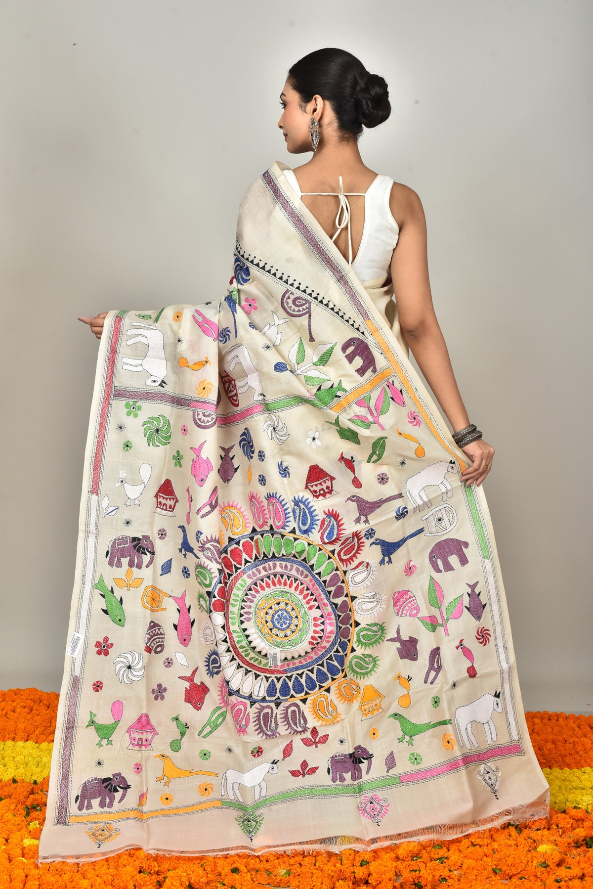 TUSSAR SILK KANTHA SAREE