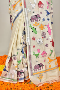 TUSSAR SILK KANTHA SAREE