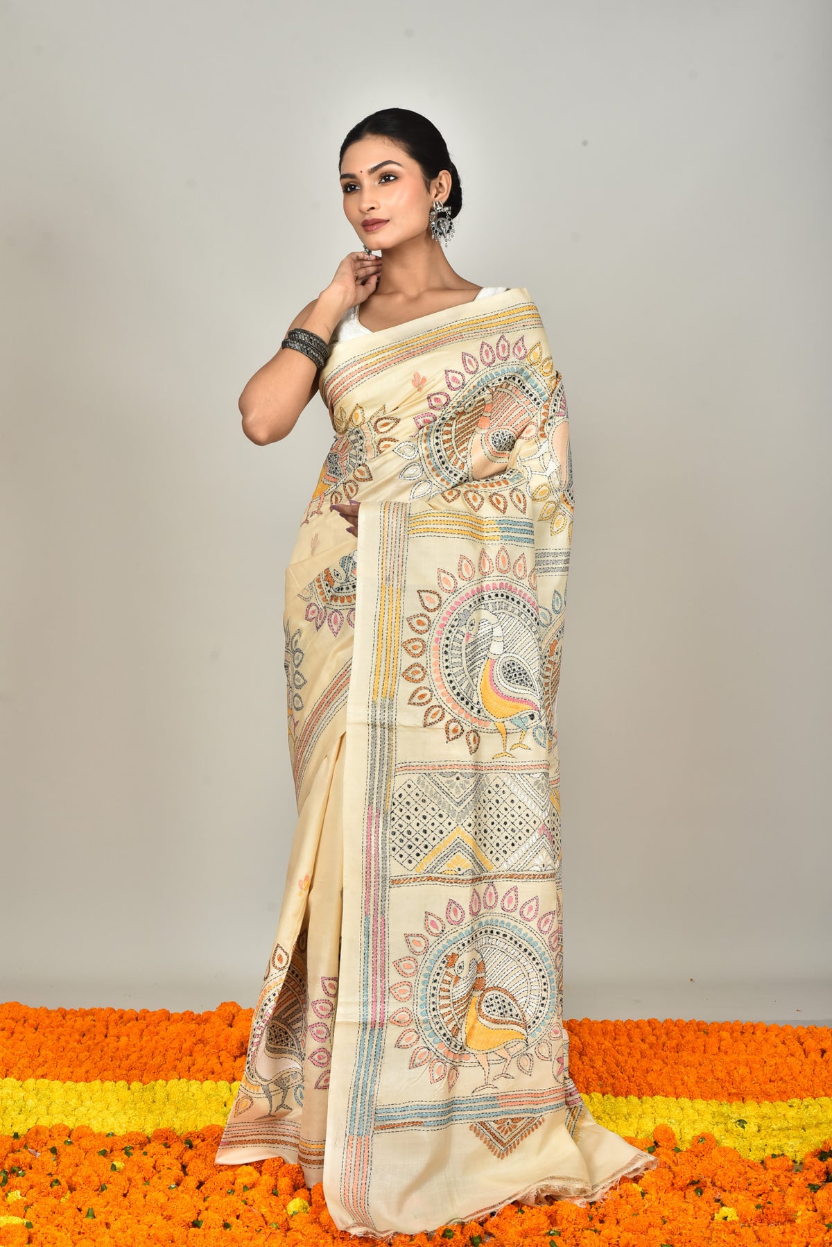 TUSSAR SILK KANTHA SAREE