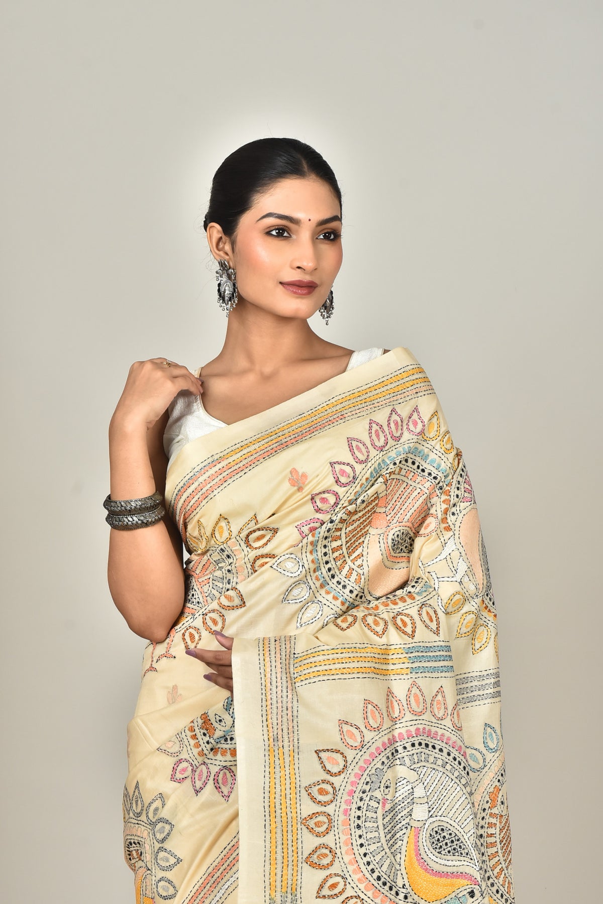 TUSSAR SILK KANTHA SAREE