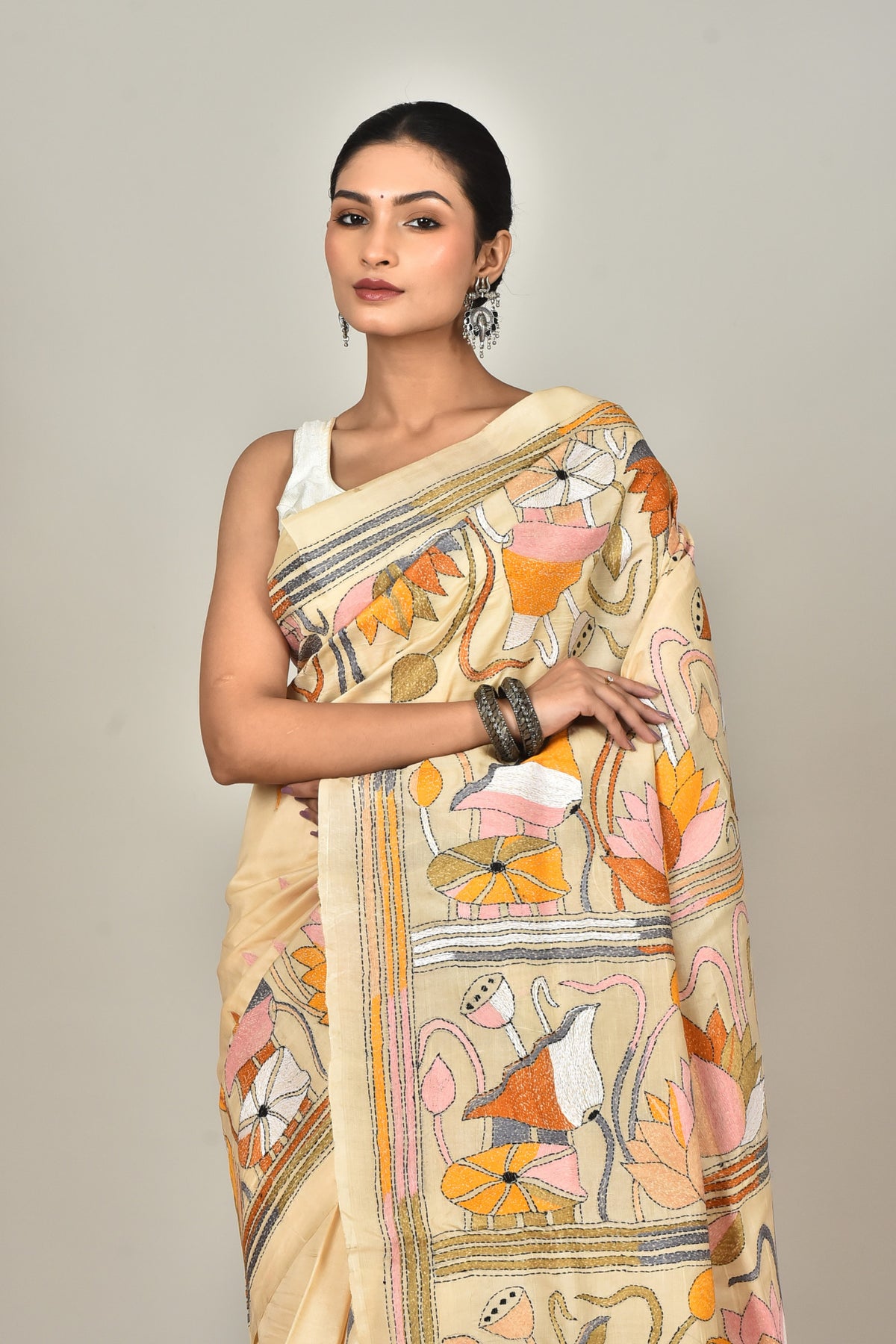 TUSSAR SILK KANTHA SAREE
