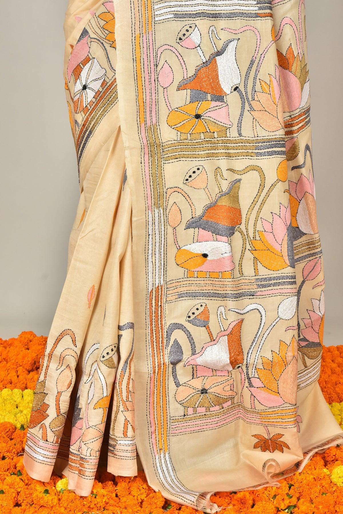 TUSSAR SILK KANTHA SAREE