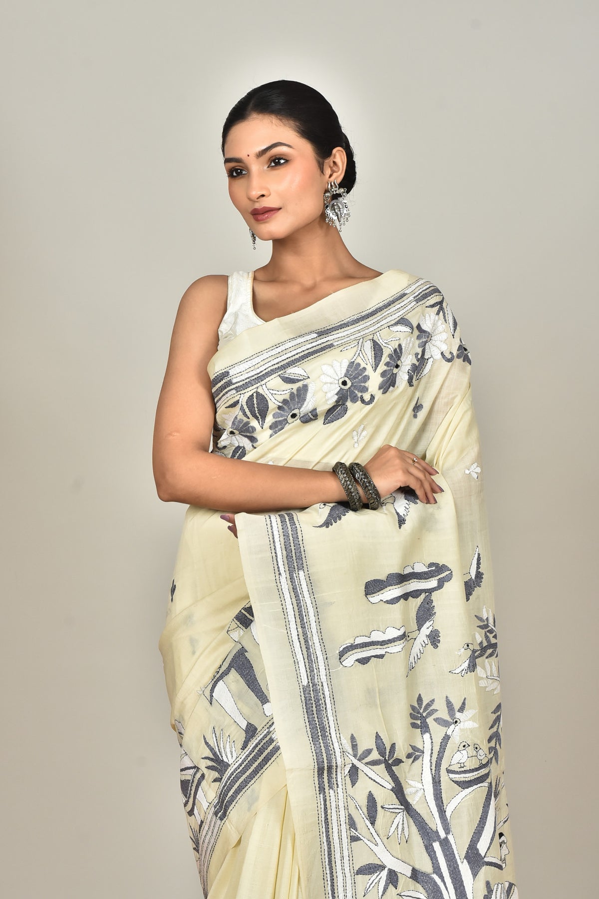 TUSSAR SILK KANTHA SAREE