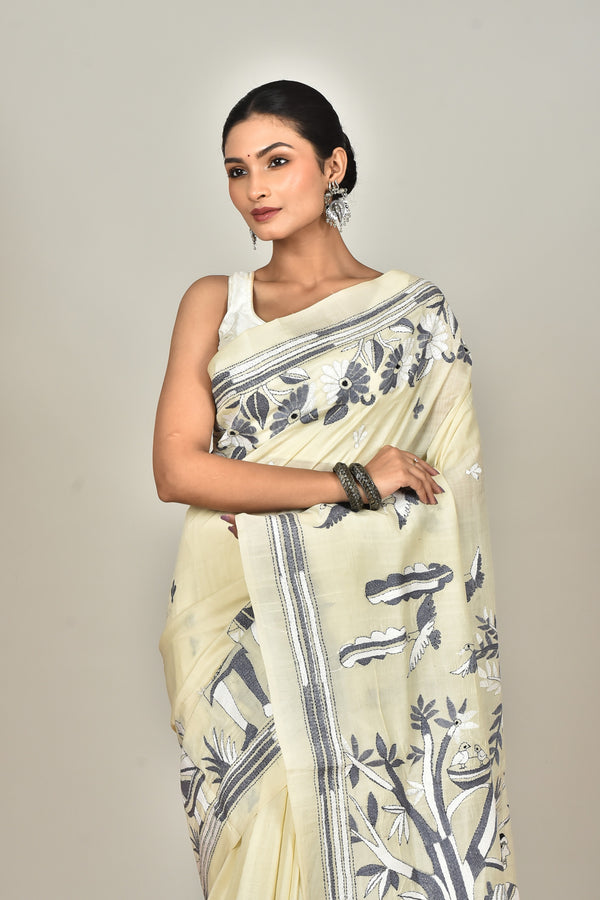 TUSSAR SILK KANTHA SAREE
