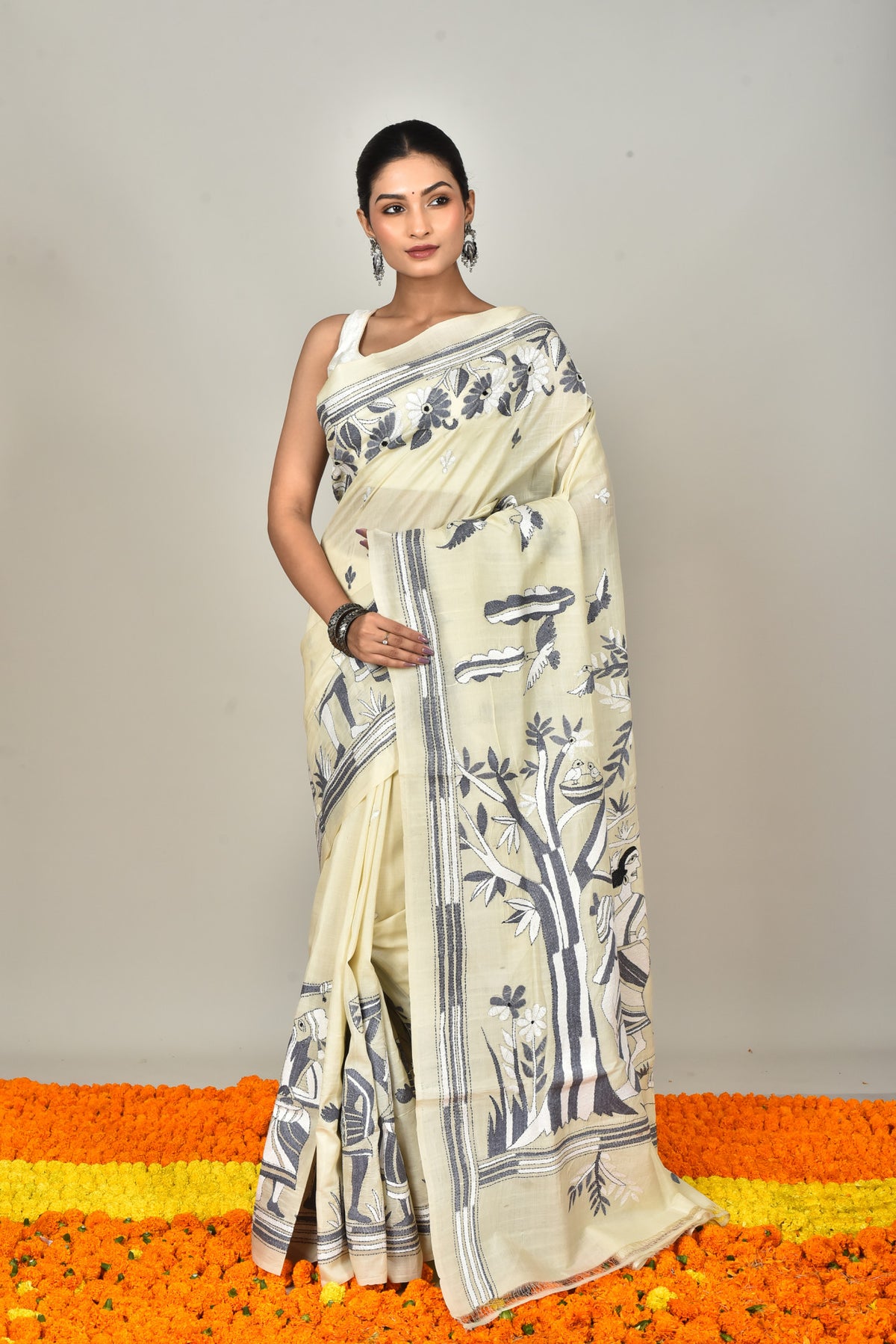TUSSAR SILK KANTHA SAREE