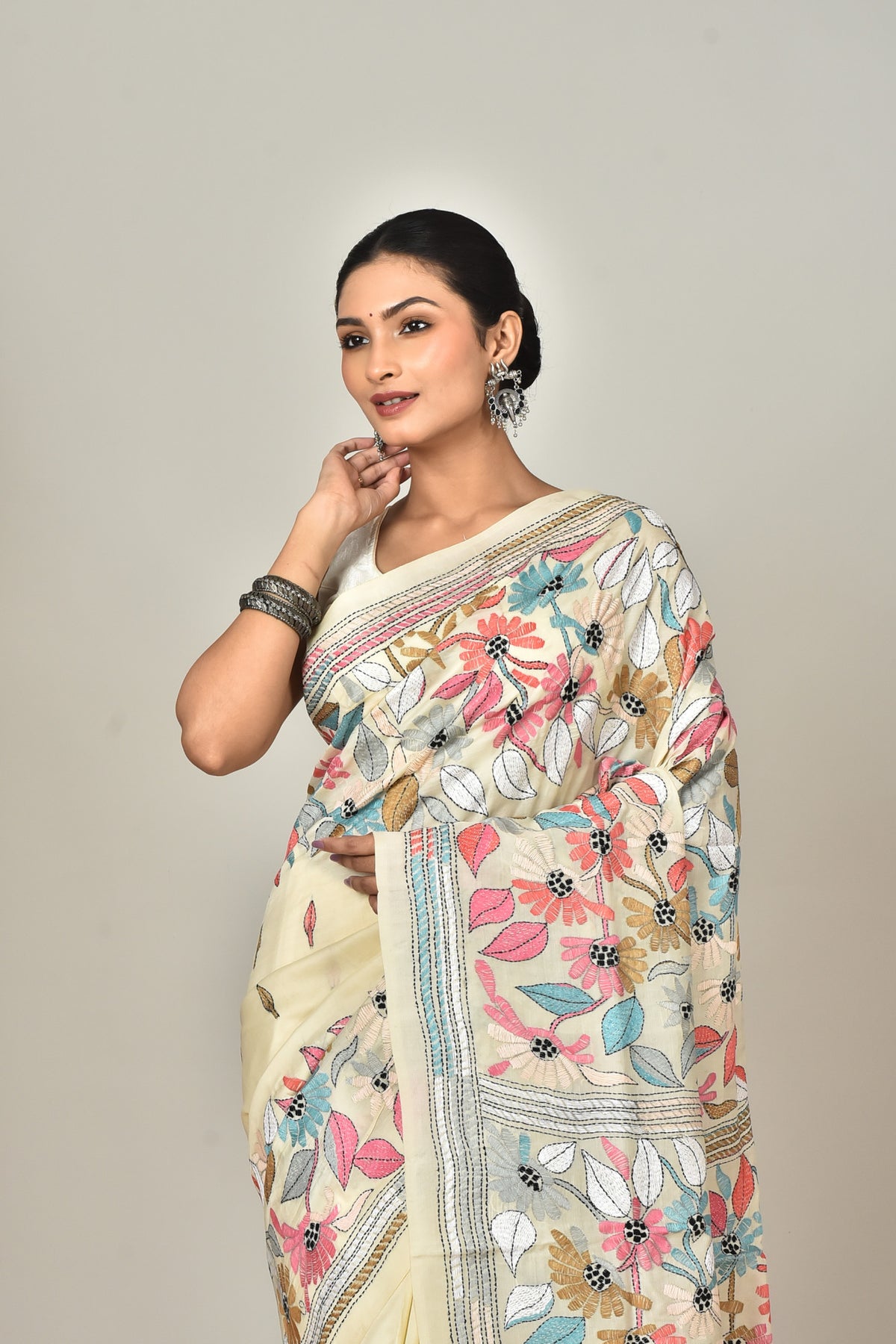 TUSSAR SILK KANTHA SAREE