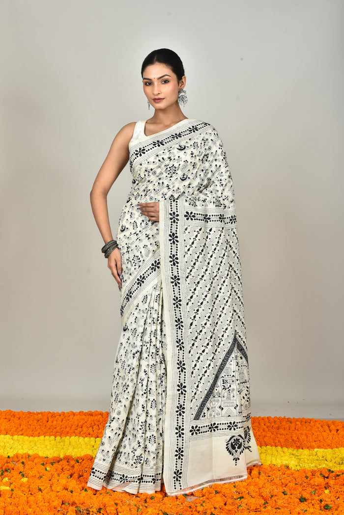 TUSSAR SILK KANTHA SAREE