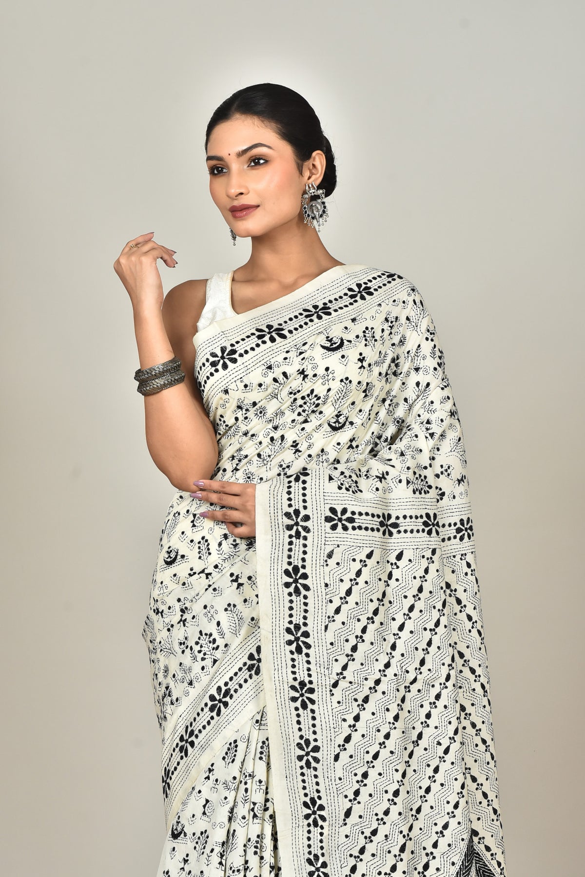 TUSSAR SILK KANTHA SAREE