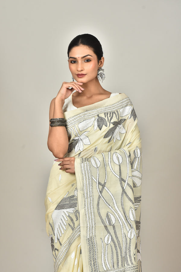 TUSSAR SILK KANTHA SAREE