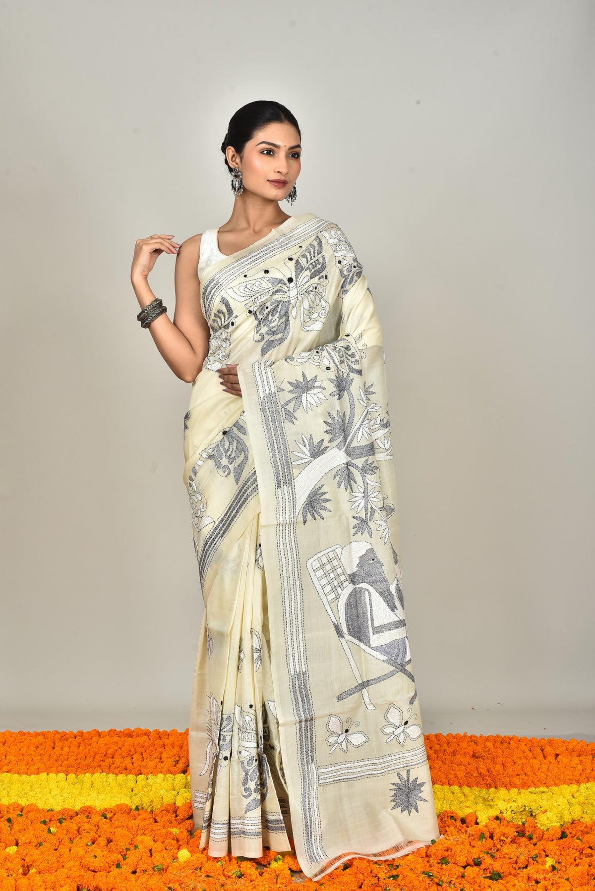 TUSSAR SILK KANTHA SAREE