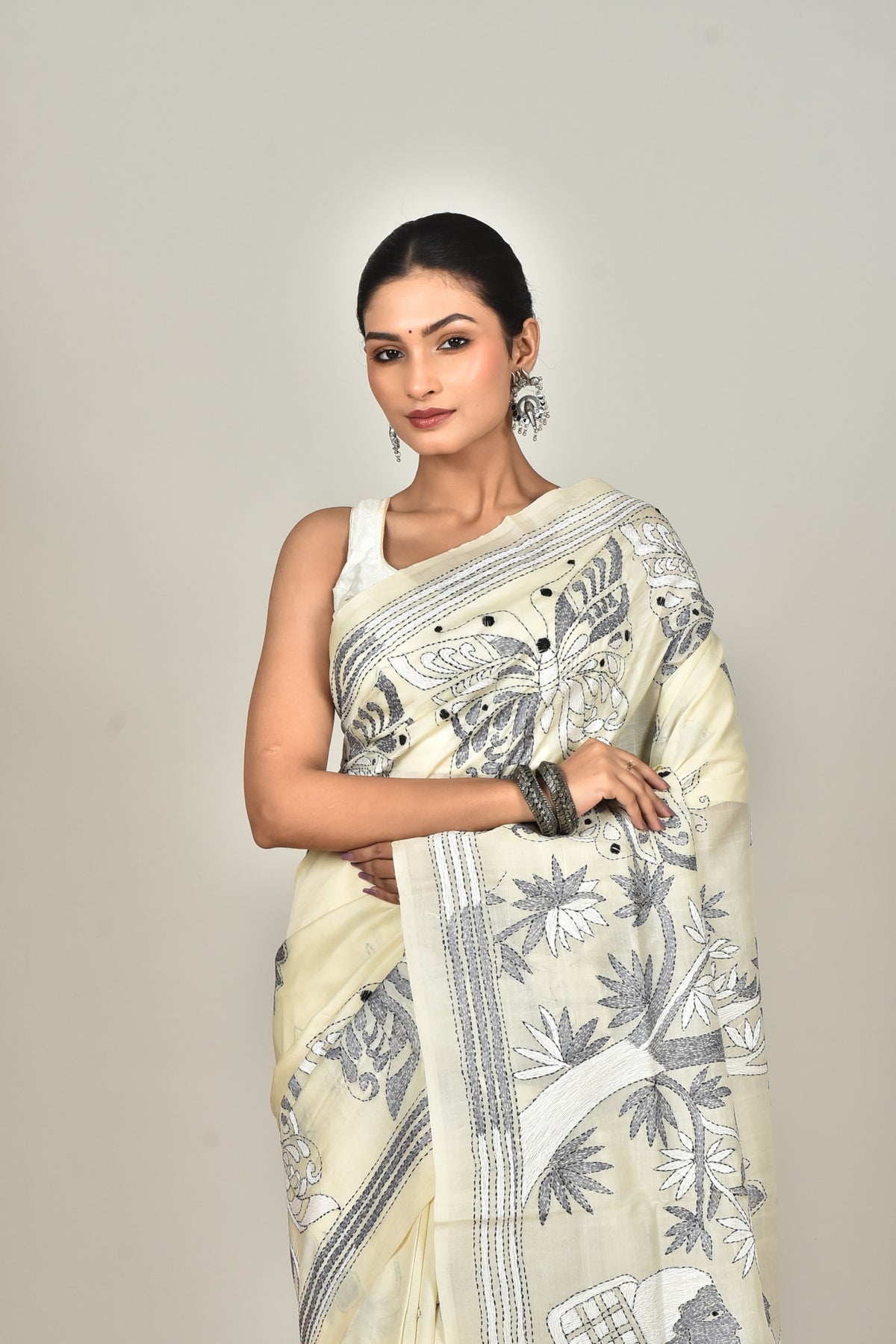 TUSSAR SILK KANTHA SAREE