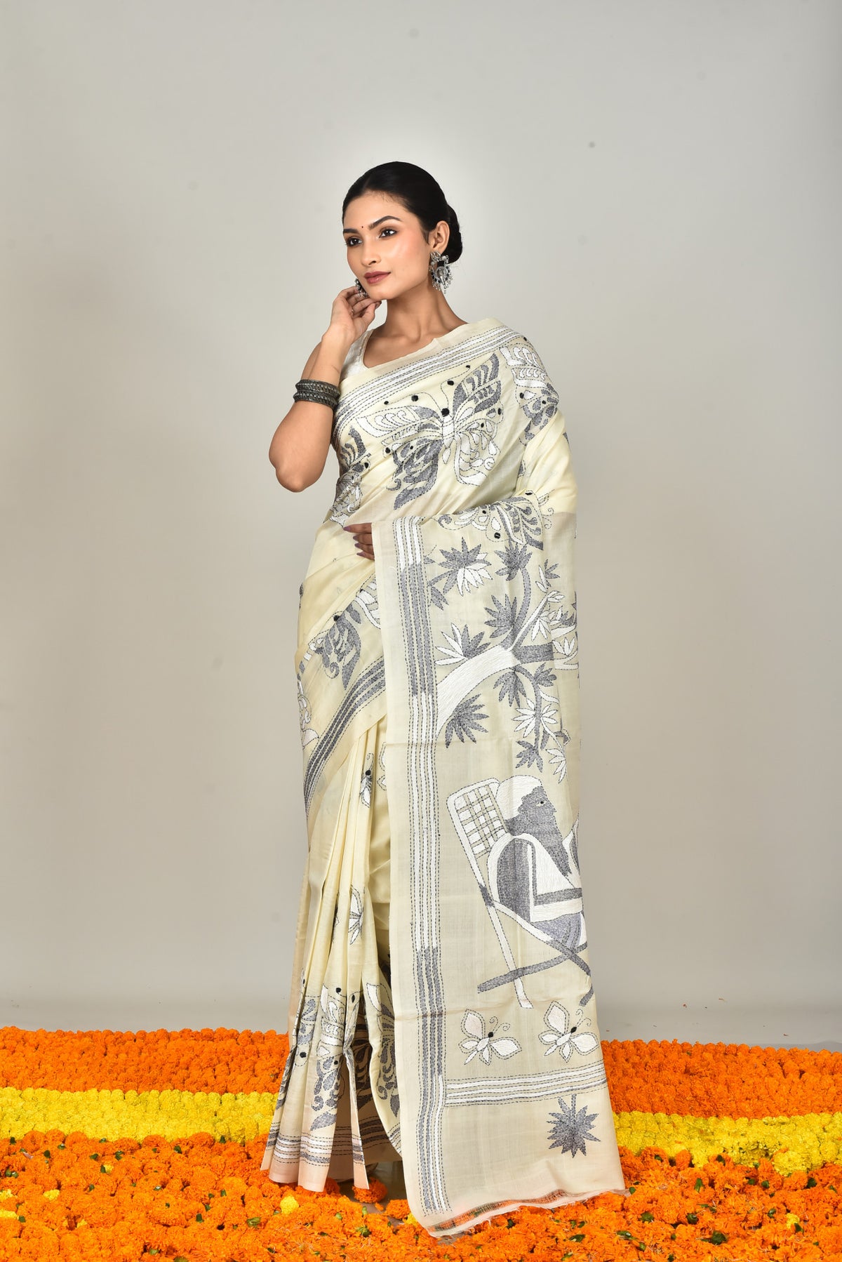 TUSSAR SILK KANTHA SAREE