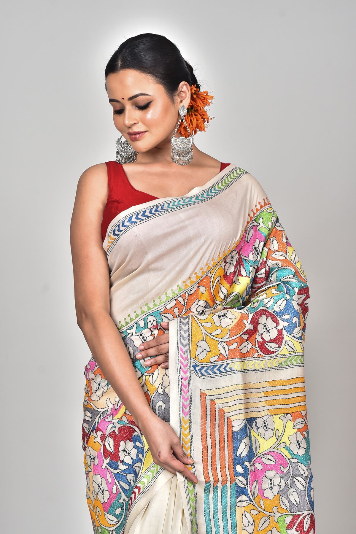 TUSSAR SILK KANTHA SAREE