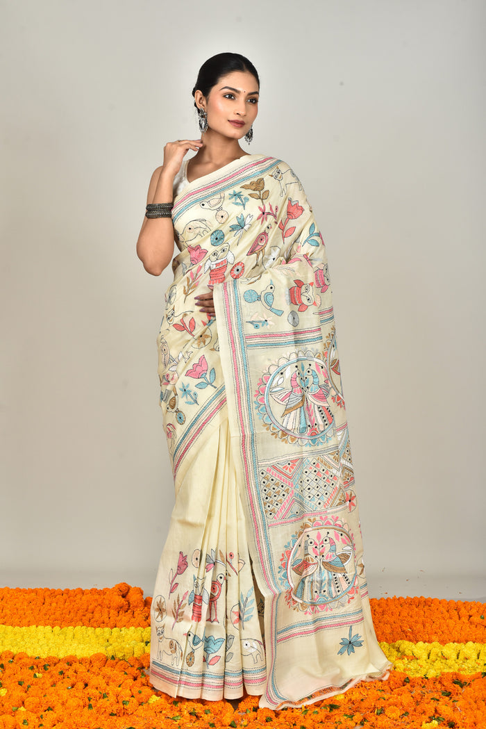 TUSSAR SILK KANTHA SAREE
