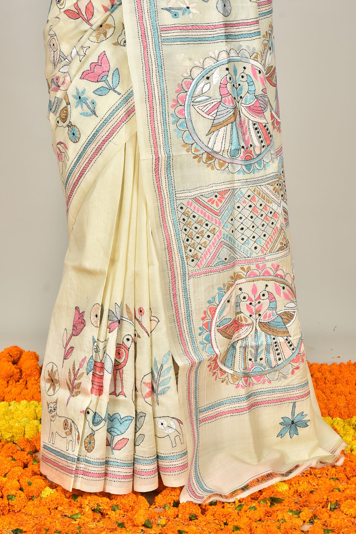 TUSSAR SILK KANTHA SAREE