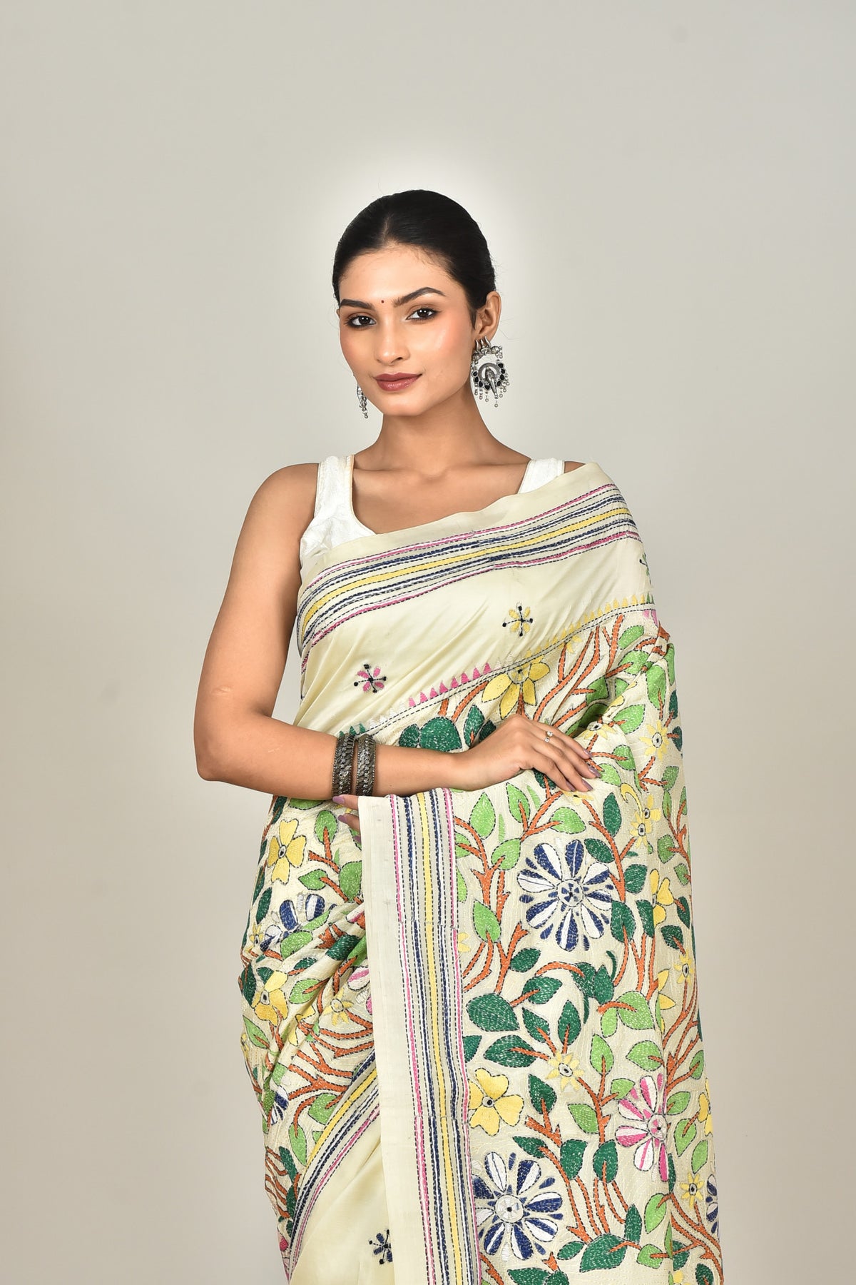 TUSSAR SILK KANTHA SAREE