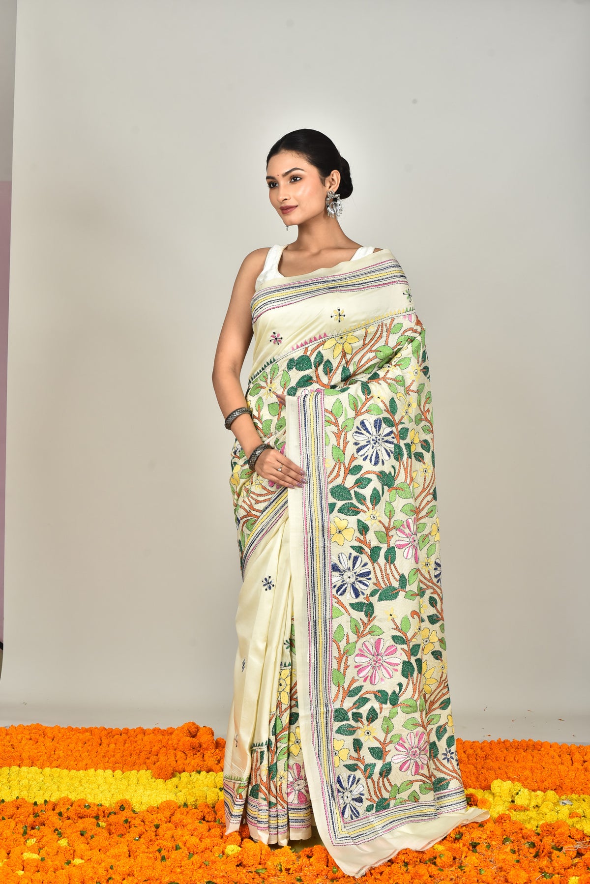 TUSSAR SILK KANTHA SAREE