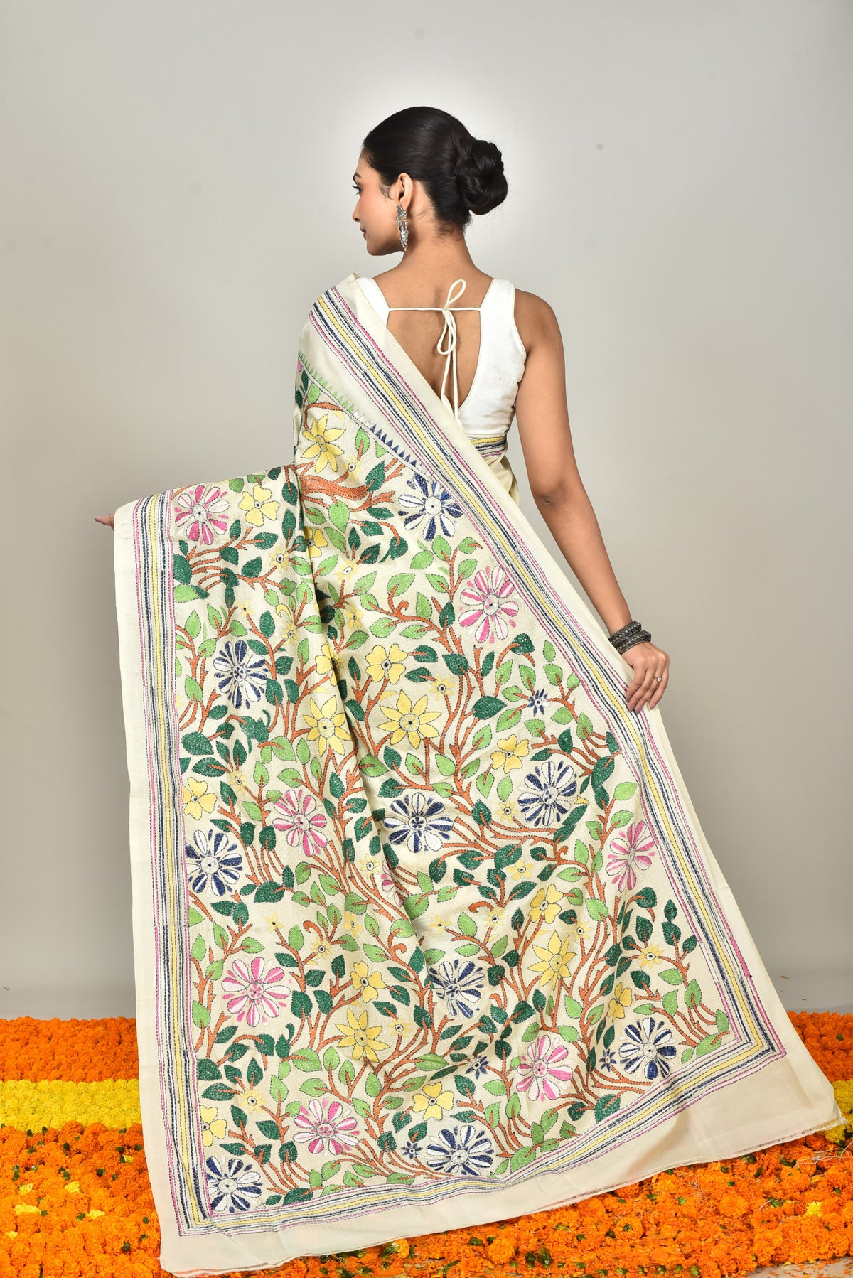 TUSSAR SILK KANTHA SAREE